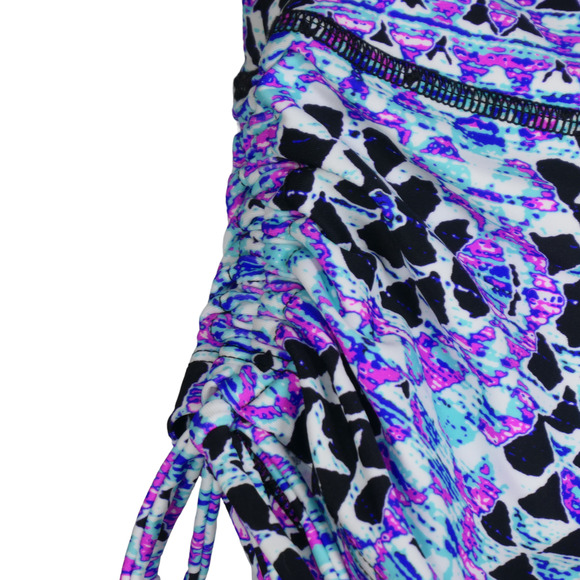 Scout Designs Swim Shorts Womens L Purple Swimsuit Bottom Hi Waist Ruched Sides - Picture 4 of 7